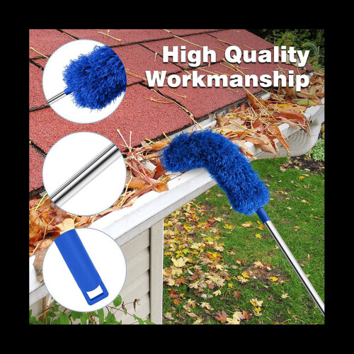 Gutter Cleaning Brush Roofing Tool with Telescopic Extendable Pole 8.2Ft Guard Cleaner Tool Easy Remove Leave, blue 1