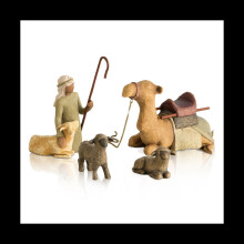 4Pc Shepherd and Stable Animals Nativity Set Figurines Resin Sculpture Home Decoration for Living Room Ornaments