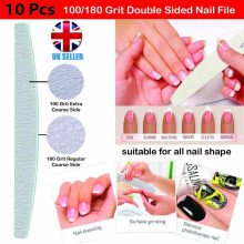 `10x Professional Nail Files Buffer Double Side Emery Board 100 180 150 240 Grit