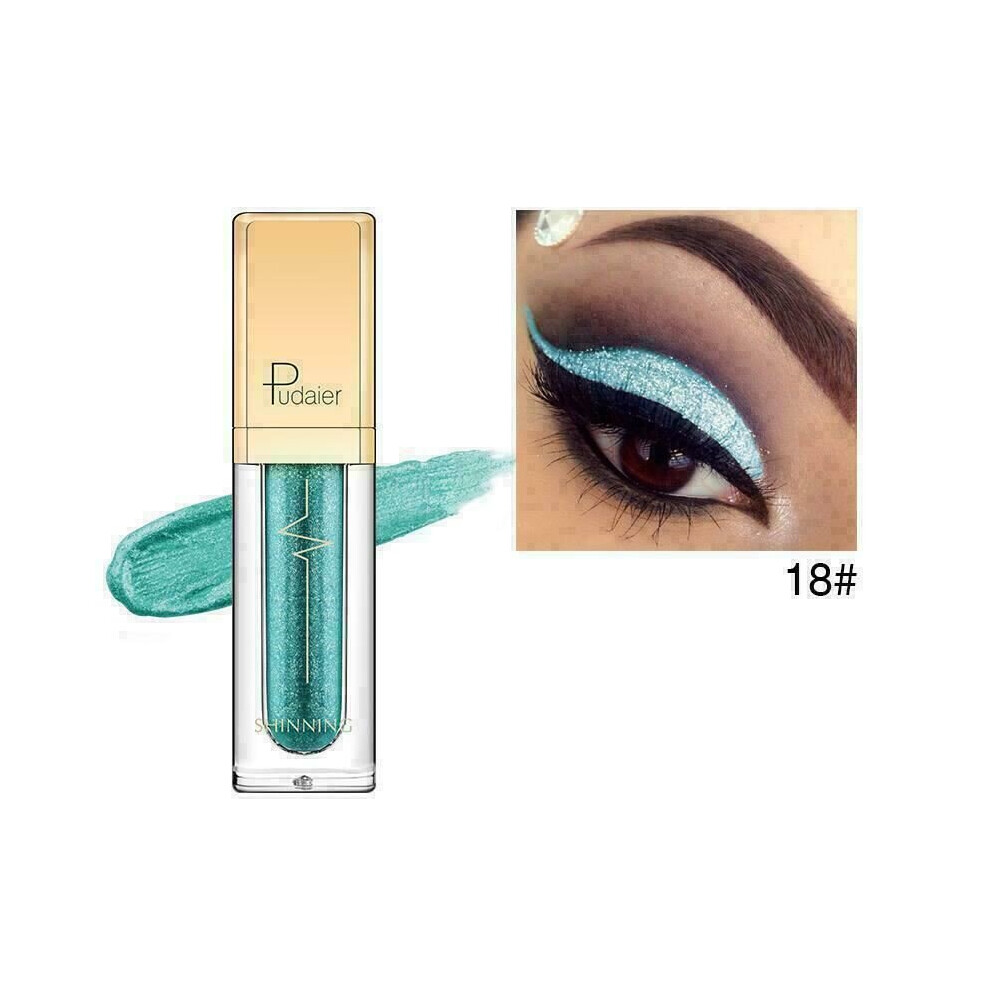 (18) Pudaier Glitter Shimmer Metallic Eyeshadow Liquid Eyeliner Pigment Beauty Makeup
