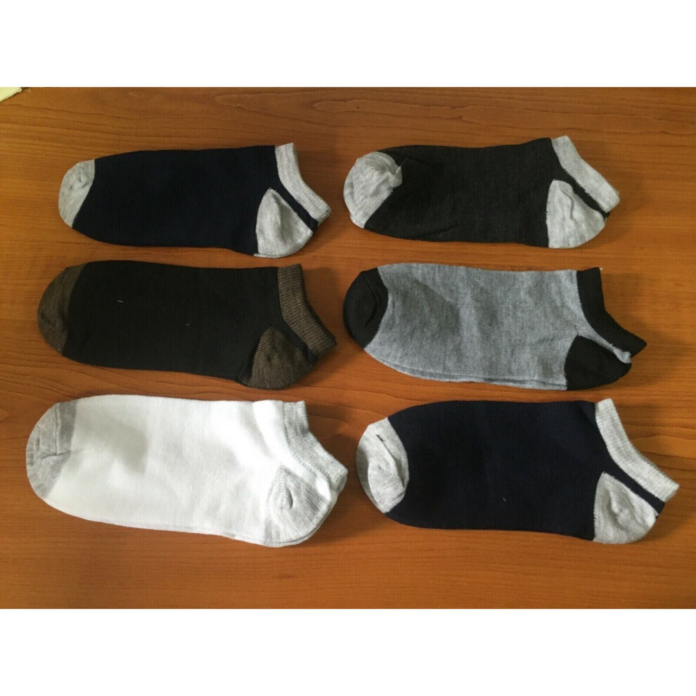 (Option 10) 6 Pairs Mens Trainer Liner Ankle Socks Funky Designs Adults Sports GYM SKI 6-11