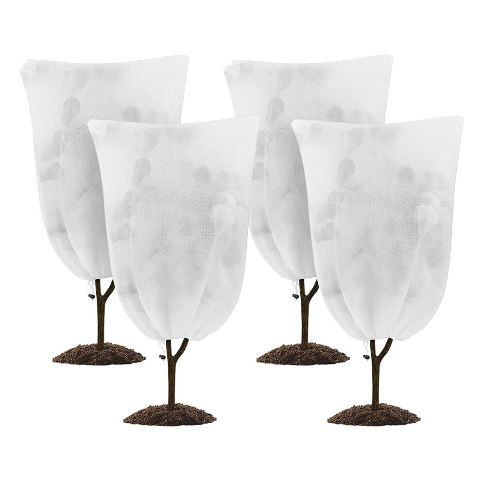 Exogio 4 Pack Plant Covers Freeze Protection 24X 32In Winter Cold Weather Frost Protection Blanket With Drawstring For Outdoor