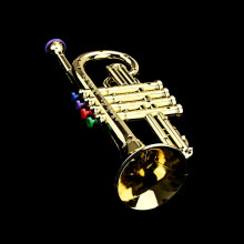 Trumpet Kids Musical Educational Toy ABS Gold Trumpet with 4 Colored Keys