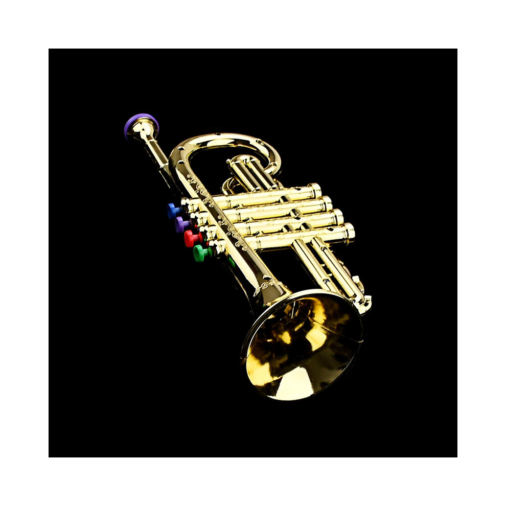 Trumpet Kids Musical Educational Toy ABS Gold Trumpet with 4 Colored Keys