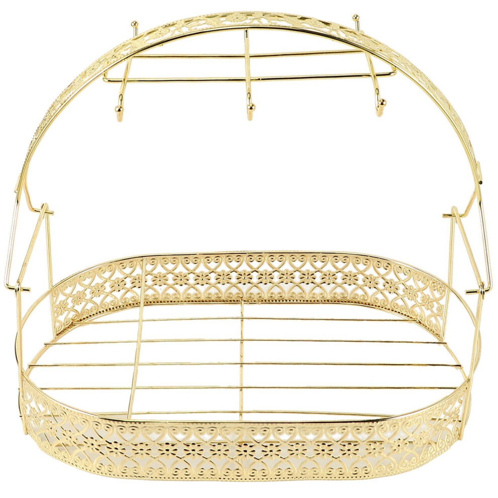 Gold -Capacity Storage Rack Plating Coffee Cup Hob Dish Rack Can Hang Most Cups, Saucers, Spoons and Pot Metal Stand Holder
