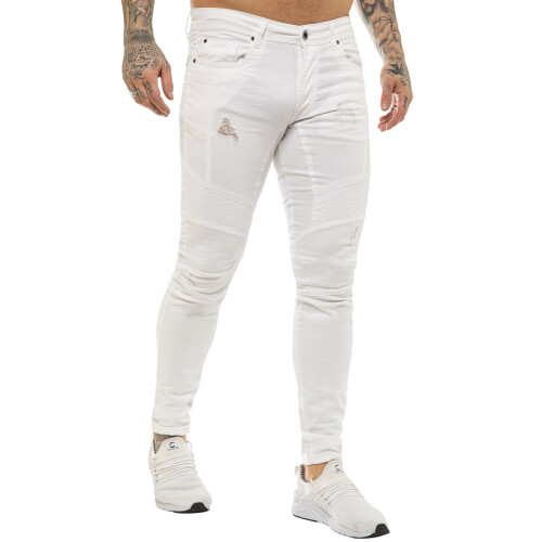 Ze Enzo (32W/34L, White) Enzo Mens Super Slim Stretch Jeans 2