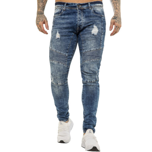 Ze Enzo (32W/30L, Blue) Enzo Mens Super Slim Stretch Jeans 1