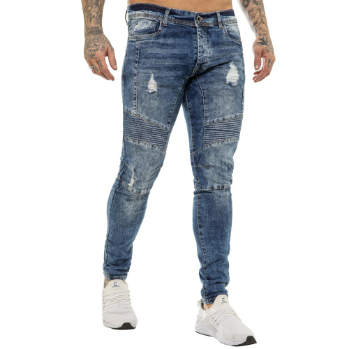 Ze Enzo (32W/30L, Blue) Enzo Mens Super Slim Stretch Jeans 2