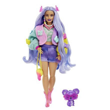 Barbie Doll with Pet Koala, Barbie Extra, Kids Toys, Clothes and Accessories, Wavy Lavender Hair