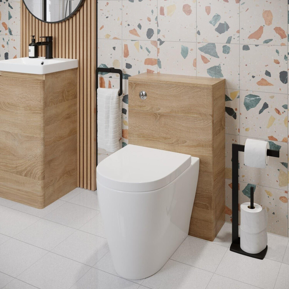 Regis Wood Back To Wall Toilet Unit With Bordeaux Toilet - 500Mm 5056467287077