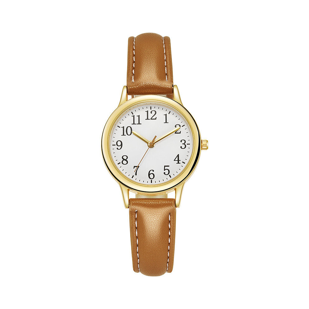 (Brown) Quartz Women Analog Wrist Watch Strap Casual Leather Fashion Gift Decoration
