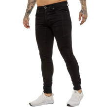 (42W/32L, Black) Enzo Mens Super Slim Stretch Jeans