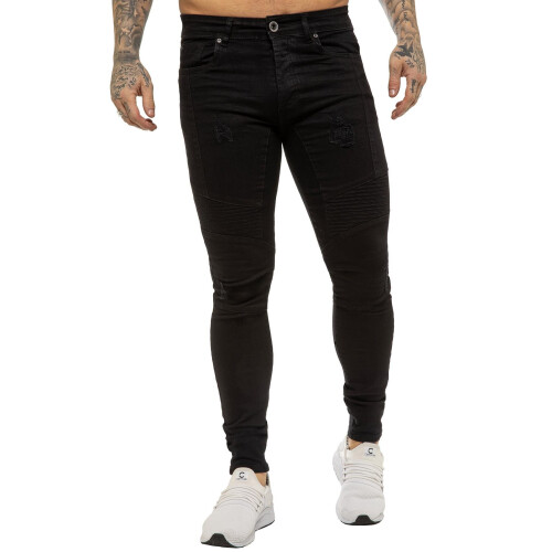 Ze Enzo (32W/32L, Black) Enzo Mens Super Slim Stretch Jeans 1