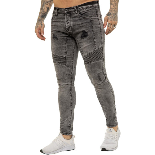 Ze Enzo (32W/32L, Black) Enzo Mens Super Slim Stretch Jeans