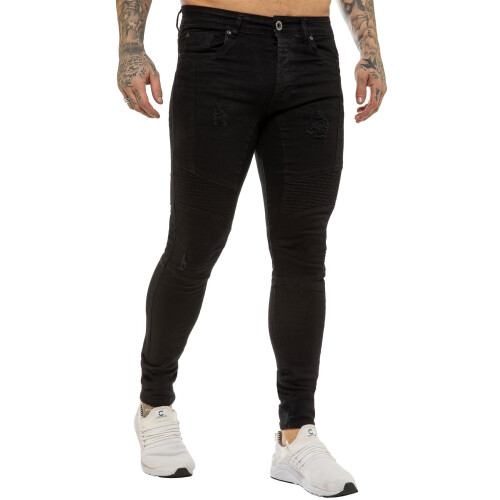 Ze Enzo (32W/32L, Black) Enzo Mens Super Slim Stretch Jeans 2