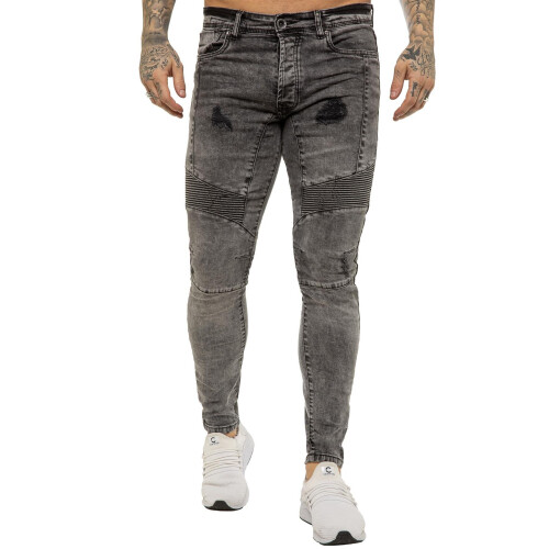 Ze Enzo (32W/32L, Black) Enzo Mens Super Slim Stretch Jeans 1