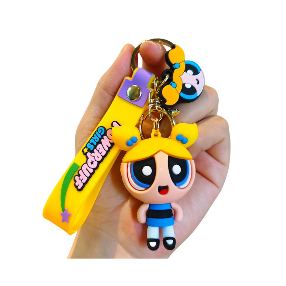 (Bubbles) The Girls Powerpuff Bubbles Keychain Pendants Key Holder Decor Bag Charm Gifts