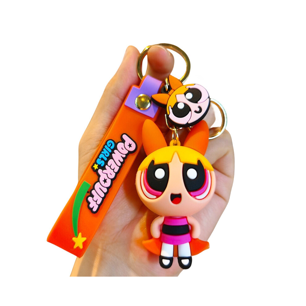 (Blossom) The Girls Powerpuff Bubbles Keychain Pendants Key Holder Decor Bag Charm Gifts