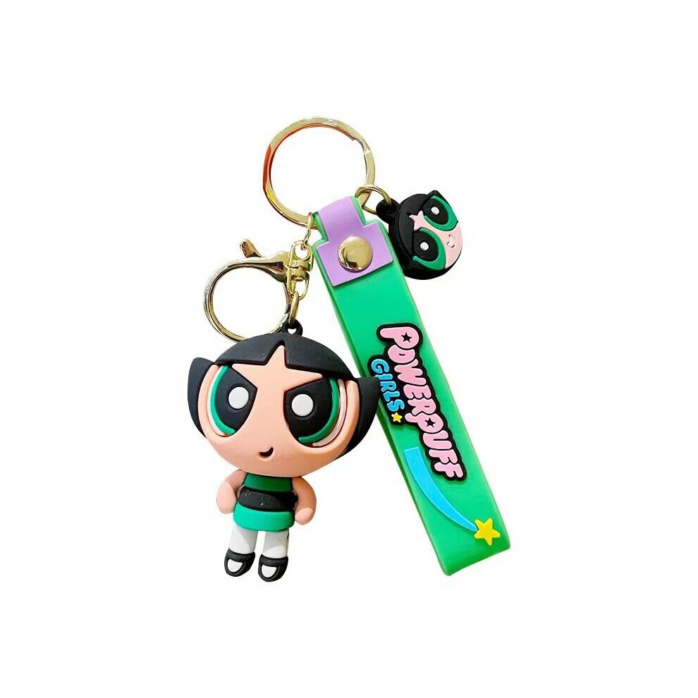 (Buttercup) The Girls Powerpuff Bubbles Keychain Pendants Key Holder Decor Bag Charm Gifts