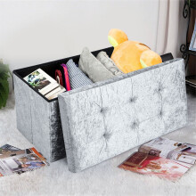 Velvet Ottoman Large 2 Seat Foldable Double Bed Storage Box Foot