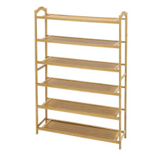 6-Tier Bamboo Shoe Rack & Bench - Wooden Storage Organizer, Moisture-Resistant & Easy Assembly