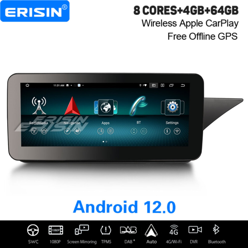 10.25" Ips 8-Core Android 12 Car Stereo For Mercedes Benz E-Class W212 S212 Ntg 4.5 Dab+ Satnav Carplay Wifi 4Gb+64Gb 737655236453