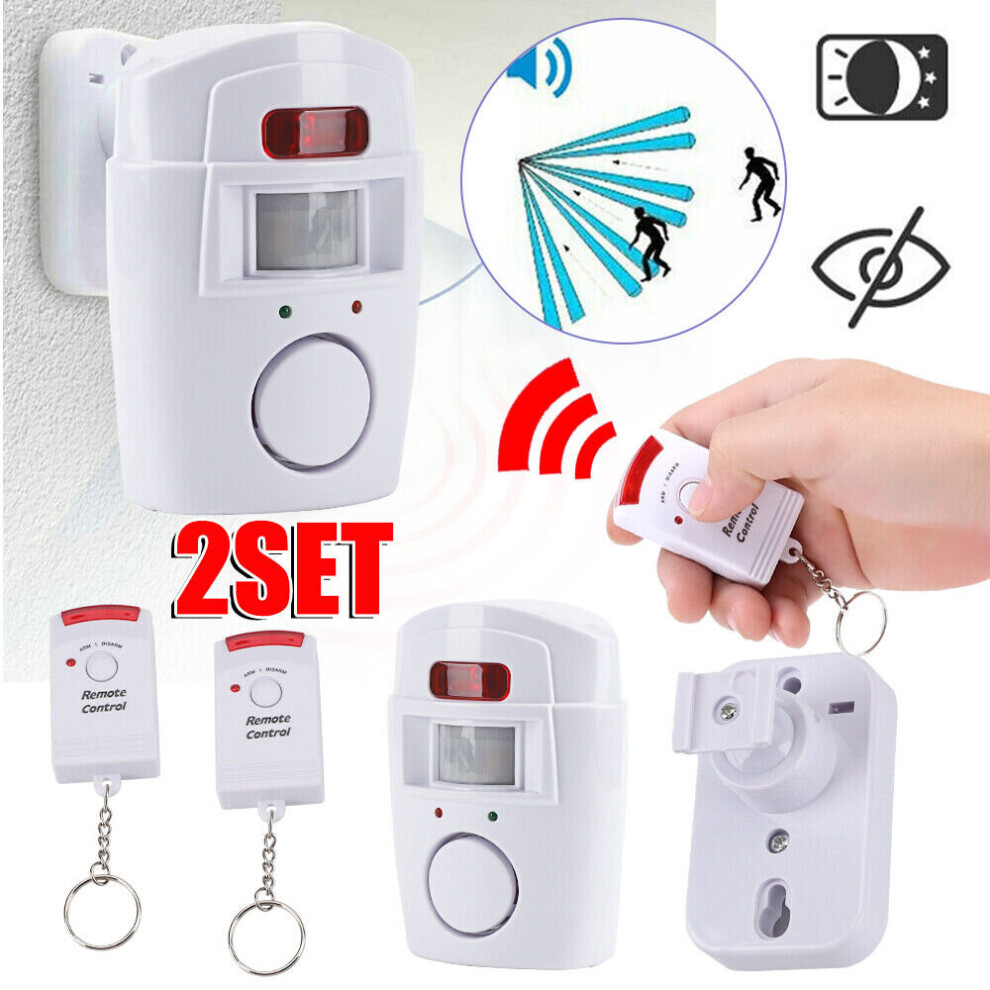 2Pcs Wireless PIR Home Alarm System Motion Sensor Alarm Security Alarm