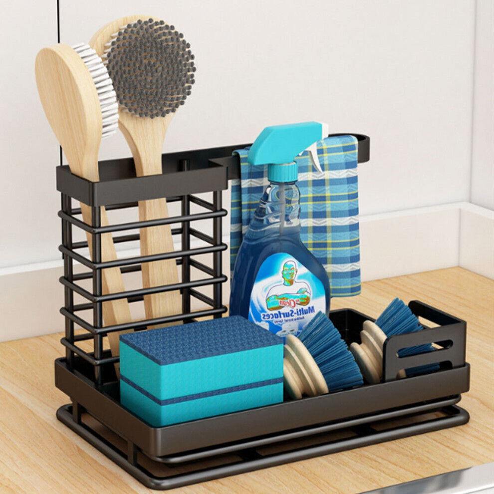 Black Steel Kitchen Sink Caddy Organizer
