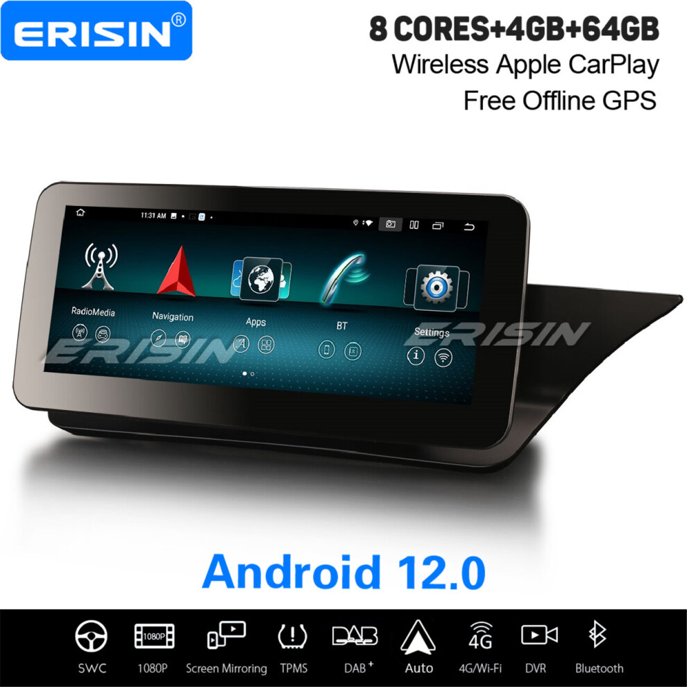 10.25" Ips 8-Core Android 12 Car Stereo For Mercedes Benz E-Class W212 / S212 Ntg 4.0 Dab+ Satnav Carplay Wifi 4Gb+64Gb 737655236477