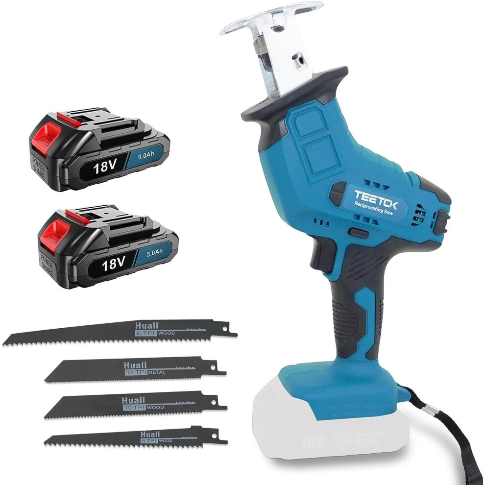 21V Cordless Reciprocating Saw+4Blades+2x 3A Battery+Charger--Makita Compatible