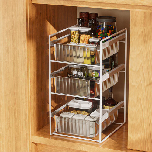 Living And Home 3-Tier Sliding Under Sink Cabinet Organizer