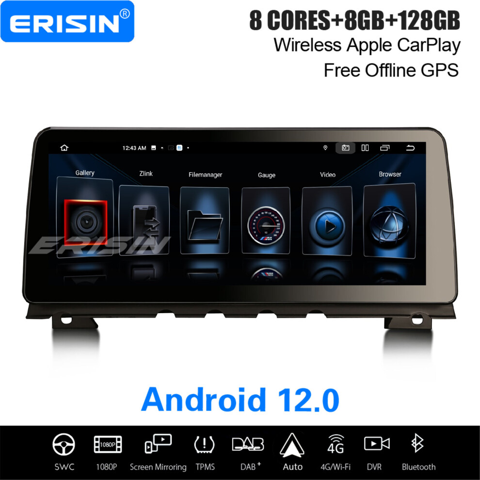 12.3" Ips 8-Core Android 12 Car Stereo For Bmw 5Er F10/F11 With Cic Dab+ Satnav Carplay&Android Auto Wifi 8Gb+128Gb 737655236491