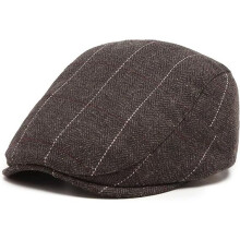 (Brown) Mens Flat Cap Beret Panel Baker Irish Newsboy Tweed Gatsby Wool Duckbill Ivy Winter Hat
