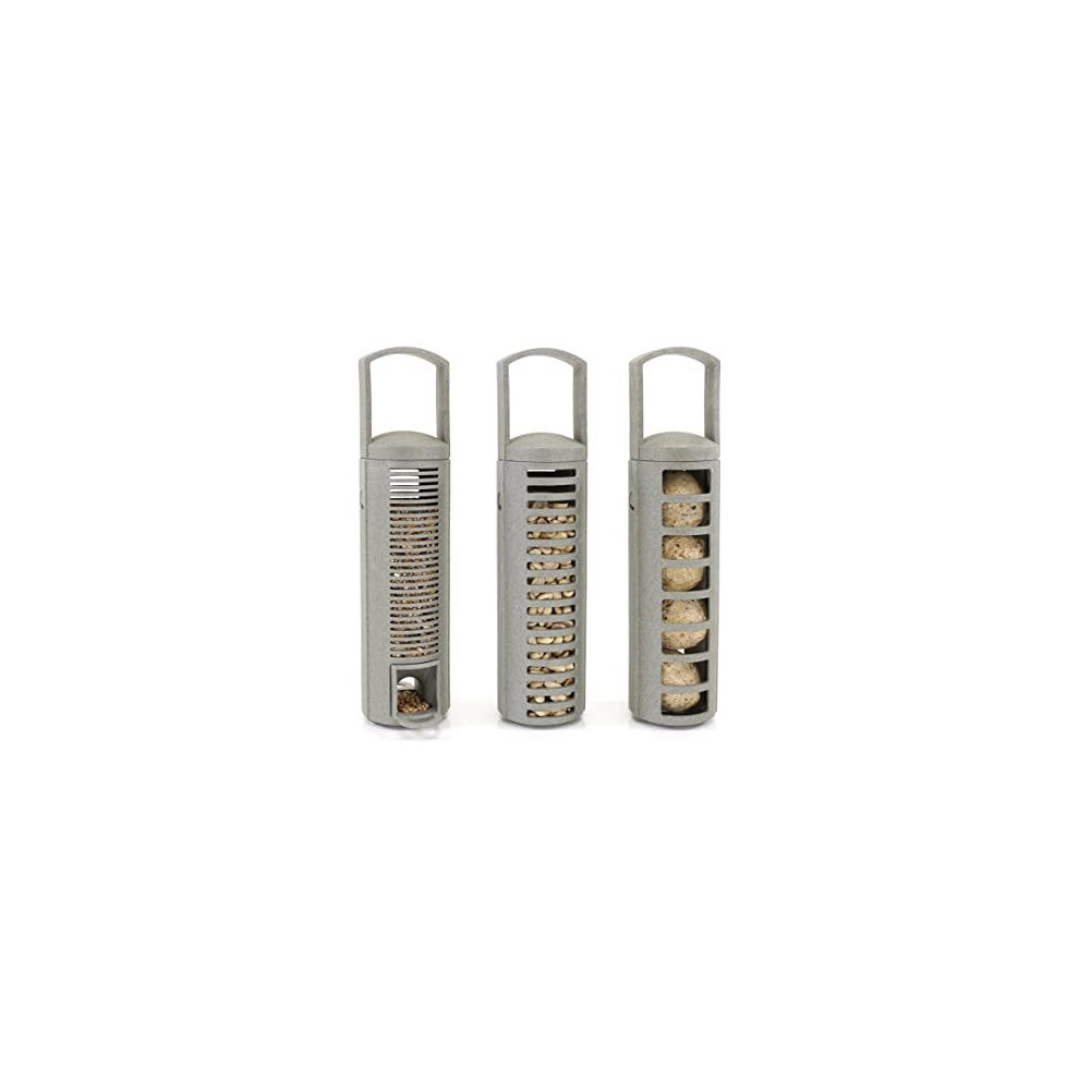 Recycled Seed, Peanut and Fat Ball Feeder Set for Wild Bird Food, 25554, Green, Pcak of 3