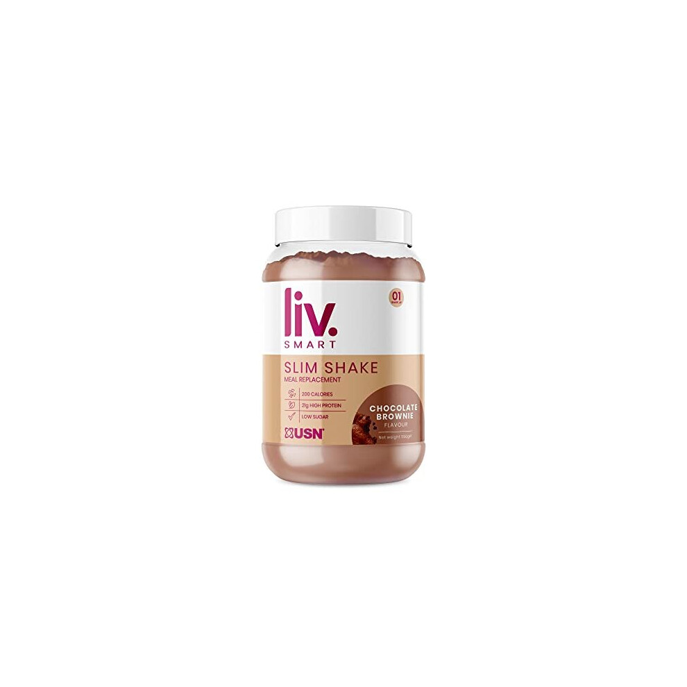 Liv.Smart by USN Slim Chocolate Brownie 550g - High Protein (21g) Meal Replacement Shake & Weight Loss Support - Low in Sugar & Suitable for