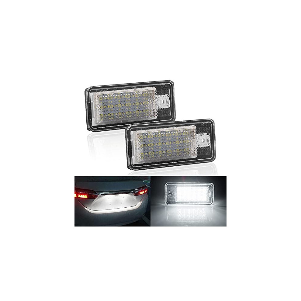 Led License Number Plate Assembly 18Pcs 3528 Smd 6500K Xenon Canbus Error Free, For Audi A3 S3 A4 S4 B6 B7 A6 S6 A8 Q7 Rs4 Rs6 2Pcs Light/White 784112067372