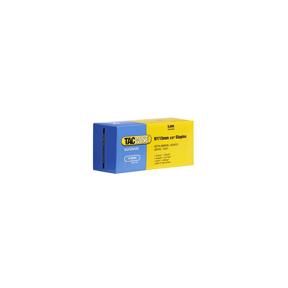 0303 97/15 Mm Galvanised Narrow Crown Staples, Silver, Pack Of 5,000 5018505106184