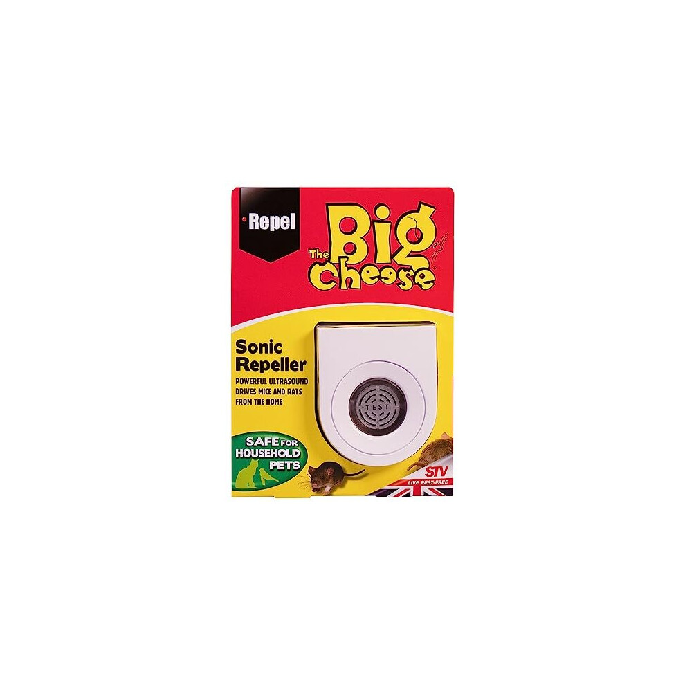The Big Cheese Sonic Mouse And Rat Repeller (Plug-In, Humane, Ultrasonic Rodent Pest Deterrent For The Home, Safe For Use Around Cats And Dogs) - Stv717