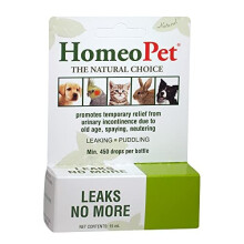 HomeoPet Leaks No More - 100% Natural Pet Medicine, 15ml (up to 90 doses), relief from urinary incontinence in aging, spayed/neutered pets (14727)