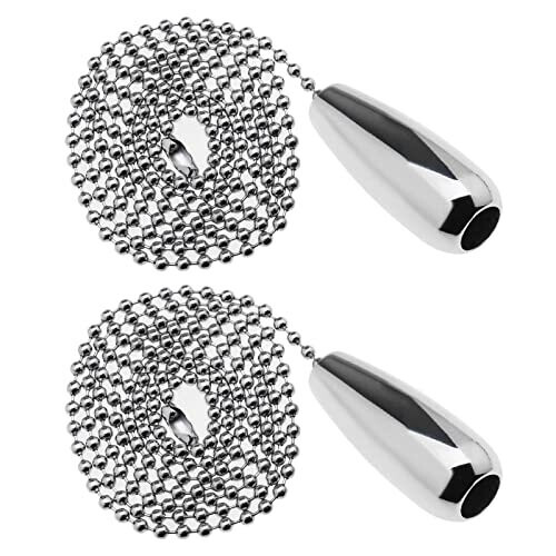 2PCS Round Light Pull Chain Teardrop Extension with Ball Chain Connector 84.5cm for Bathroom Toilet Light/Ceiling Light Fan Switch/Blind Cord Pull