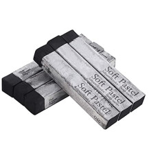 6Pcs Square Soft Pastels Set - Non-Toxic, Dustless Chalk, Rich Colors for Students, Beginners & Professionals (Black)