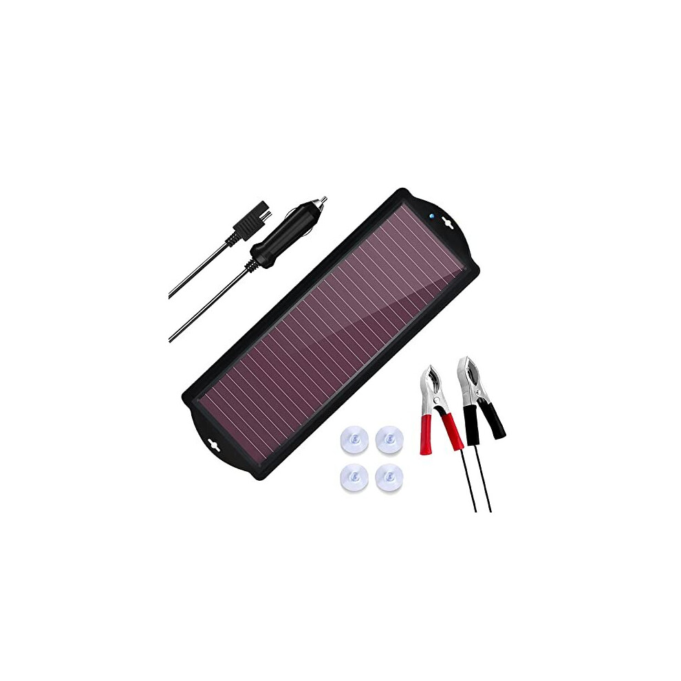 2.5W 12V Solar Car Battery Charger Maintainer, Portable Solar Panel Trickle Charging Kit For Automotive, Motorcycle, Boat, Atv,Marine, Rv, Trailer, 772728768646