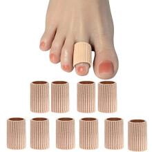 Gel Lined Toe Tubes Sleeves 10 Pcs, Made of Elastic Fabric Lined with Silicone Gel. Toe Sleeve Protectors Relief Toe Pressure Pain, Corn and Calluses