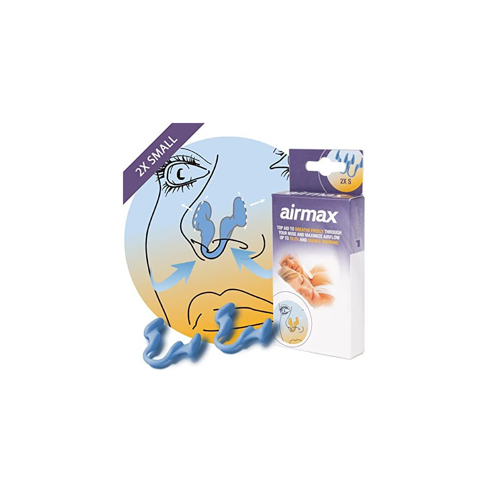 Airmax nasal dilator | Better breathing aid for the nose | 76% more air | 2 Pack - small size | anti snoring devices | More oxygen | Snoring aids for