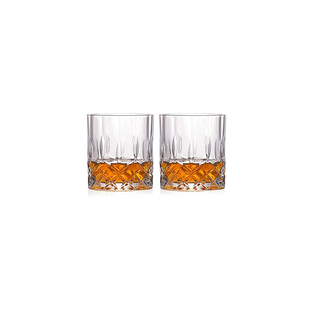 Whisky Glass, Whisky Tumblers, Whiskey Glass Set of 2, Made of Lead-Free Glass, Comfortable to Hold, Beautiful, Safe, Whiskey Drinking Glass for