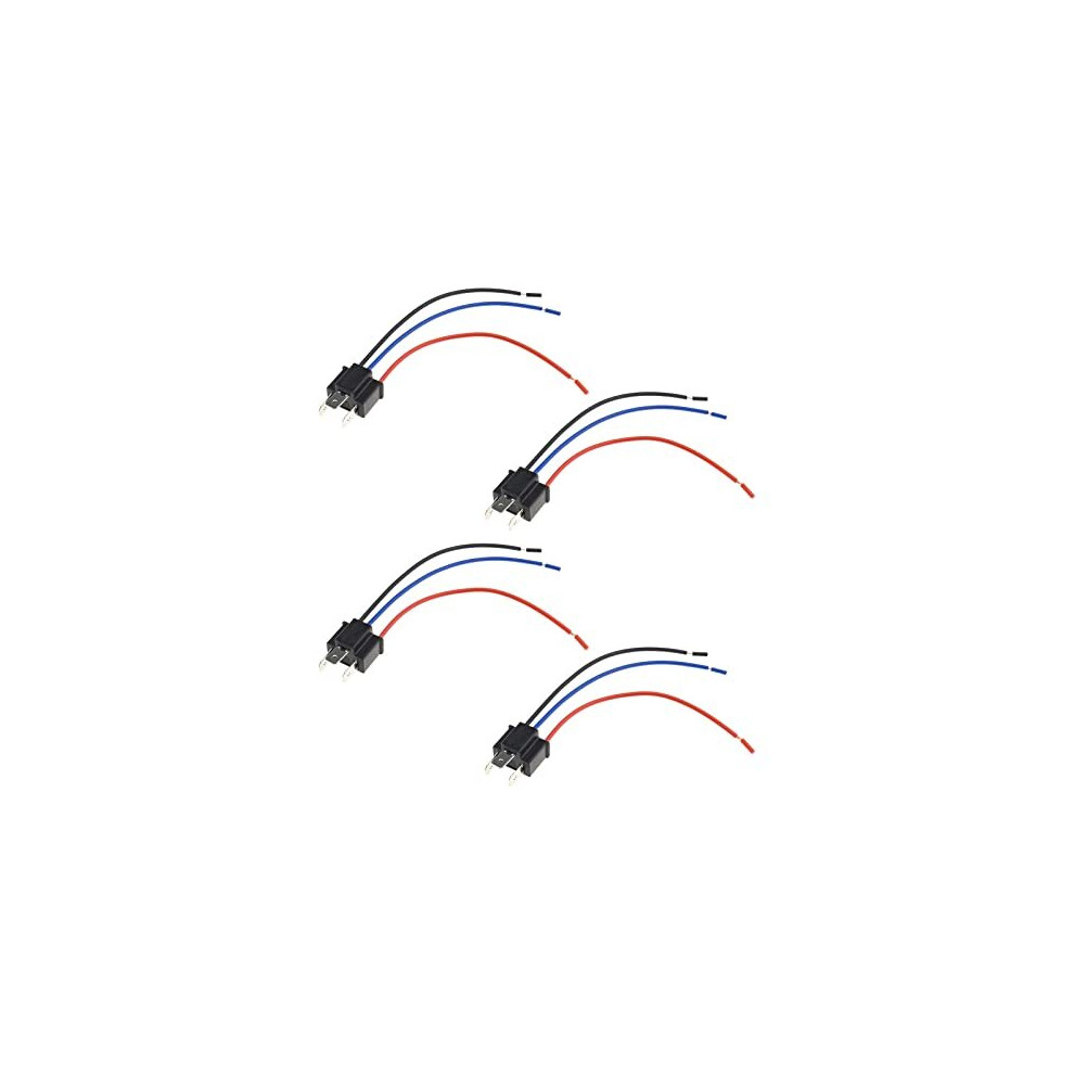 4Pcs H4 Male Headlight Socket Plug With Wiring Harness For H4 Hb2 9003 Male Connector Socket 3 Pins H4 Headlight Bulb Male Head Extension Connector 4895243524811