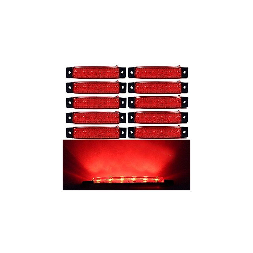 10X 6 Led 3.8" Side Marker Clearance Trailer S, For 12V Truck Bus Boat Cab Rv Lorrieds Suv External S Light/Red 619988606632