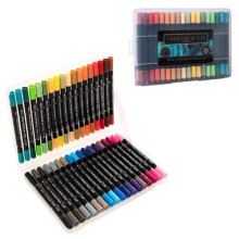 Fairfax & Co Dual Tip Watercolour Pens | 36 Piece Premium Quality Coloured Dual Tip Brush Pens in Storage Case Watercolour Brush Pen Set, Blendable,