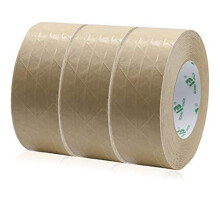 3 Pack Strong Brown Paper Packaging Tape,Eco-Friendly, Fully Recyclable,Reinforced Kraft Paper Tape, Self Adhesive Paper Gummed Tape, 48mm x 50m,for