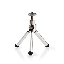 Mini Tripod 13.4 cm with Pan & Tilt Head for 0.8 kg Photo & Video Camera, Black & Silver